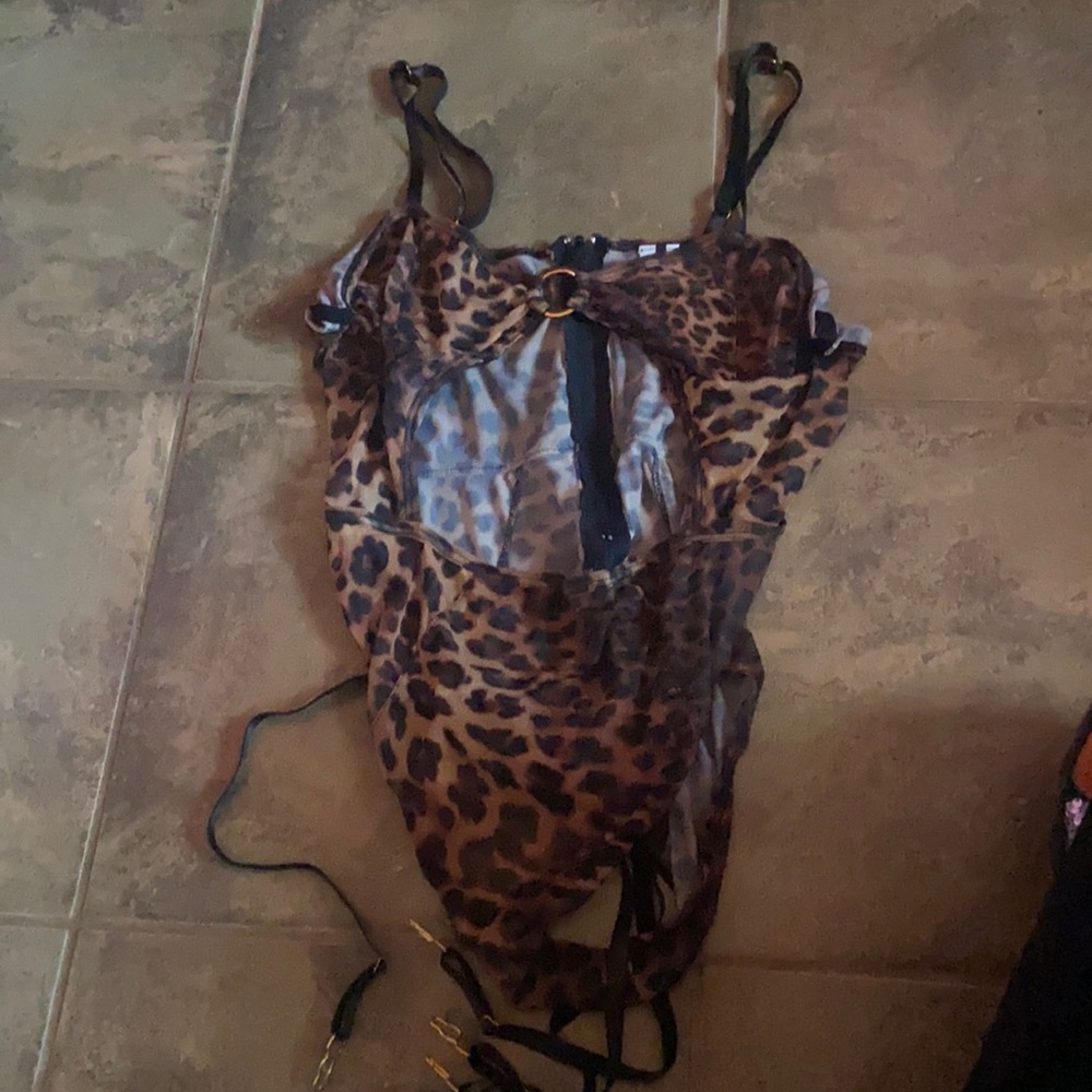 Leopard Teddy lingerie FashionNova 1x bodysuit